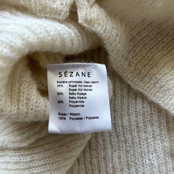 Sezane Mohair Alpaca Lace Up Sweater Cream White Back Coquette Size M Italy - Picture 6 of 13